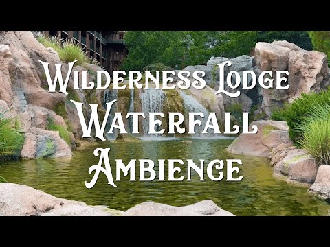 4K Disney's Wilderness Lodge 🦝 Waterfall Pool ASMR Ambiance (3 Hours, water, music)
