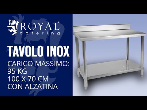Video - Tavolo inox - 100 x 70 cm - Con alzatina - 95 kg