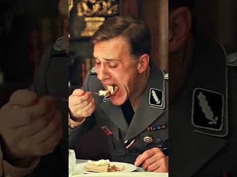 Hans Landa enjoying strudel like it's a Michelin dessert 🍰 #ASMRVillainVibes #shorts