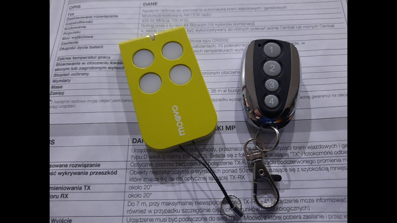 Programowanie pilota bramy NICE LN432 KM