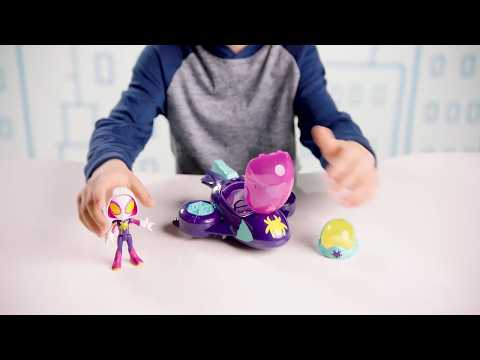 Marvel Spidey and His Amazing Friends Web-Spinners Ghost-Spider with Glide Spinner Toy Car thumbnail