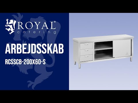 Produktvideo - Stålskab - arbejdsskab med skuffer - ECO - 200 x 60 cm - 600 kg - Royal Catering