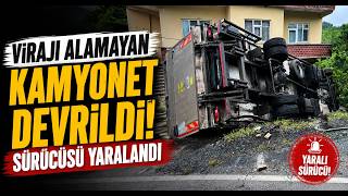 Virajı Alamayan Kamyonet Devrildi, Sürücüsü Yaralandı