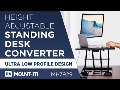 Mount-It Ready to Use Height Adjustable 32x22 Inch X-Lift Standing Desk Converter (Black)