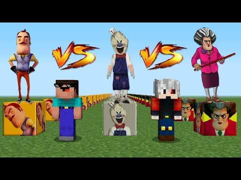 HELLO NEIGHBOR VS KORKUNÇ DONDURMACI VS KORKUNÇ ÖĞRETMEN ŞANS BLOKLARI - Minecraft