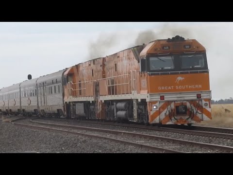 Great Southern and freight trains at Gheringhap +Old Stations Geelong to Ballarat line 22/1/2020