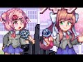 Friday Night Funkin Hot Air Balloon But Natsuki And Monika Pixel Sing It FNF Mod