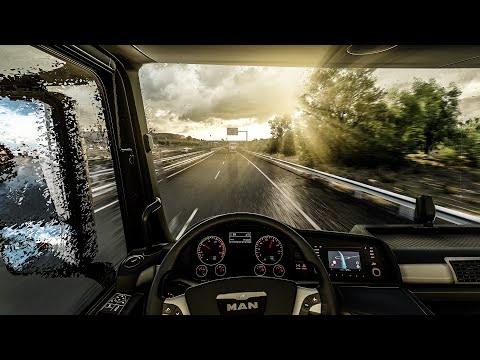 ETS2 1.55 / Realistic Rainy Driving - MAN TGX (EVR-Sounds) Euro Truck Simulator 2 - Gameplay