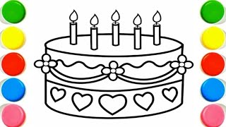 Cute Cake 🎂🎉 Drawing, Painting & Coloring For Kids and Toddlers_ Kids Art 
