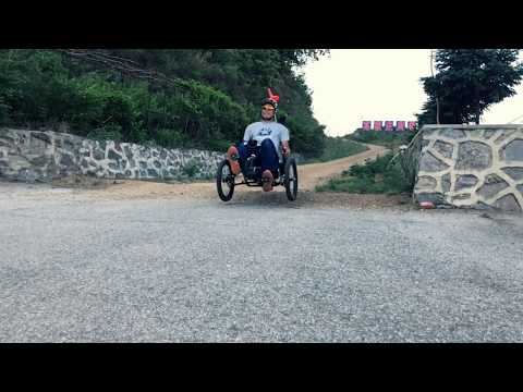 TrikExplor full suspension recumbent trike S320E across the hill…