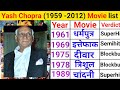 Director Yash Chopra Movie List Yash Chopra Hit And Flop Movies Yash Chopra Movies