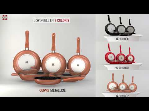 Batterie de cuisine 8 pièces avec revêtement en pierre Herzberg, livraison offerte - Second Medium
