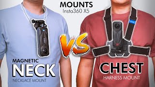 Insta360 X5 Mount Options | TELESIN Magnetic Neck Mount vs Open-Clip Chest Strap