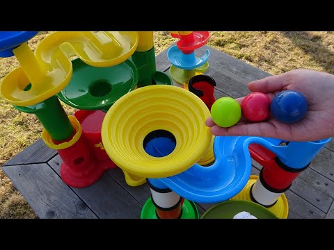 Marble Run Race ☆ Large ball slope course & color 12-step building