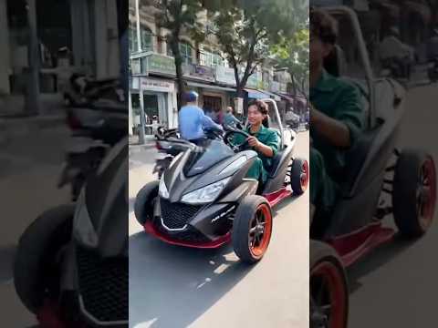 Ô tô mini tự chế tiết kiệm, an toàn hơn đi 2 bánh. #ai #videoAI