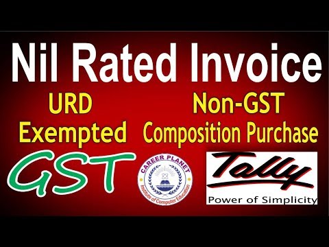 Non GST Nil Rated Exempted URD Composition Purchase Invoice in Tally ERP 9 Part 29|GST Tally