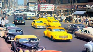 A Day in New York 1940s in color [60fps, Remastered] w/sound design added