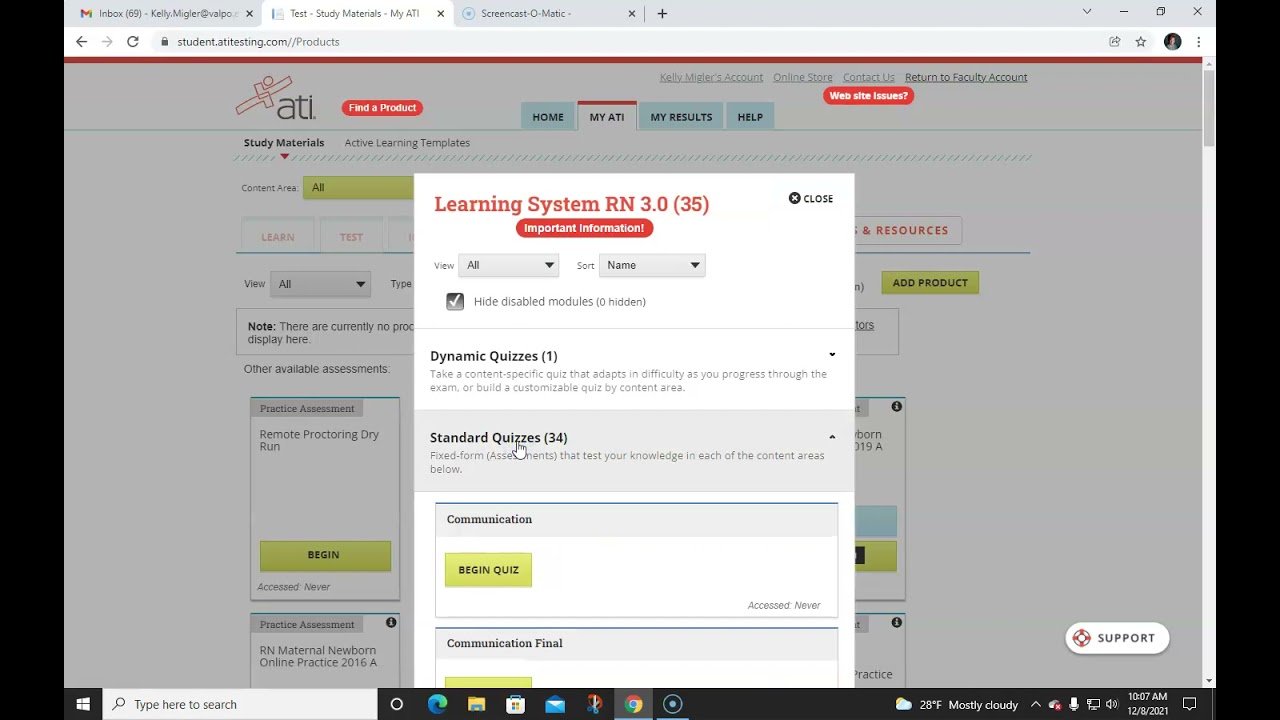 ATI Learning System RN final tests