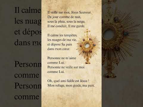 Il veille sur moi, Jésus Sauveur.De jour comme de nuit,sous la pluie, sous la neige,Il me conduit,