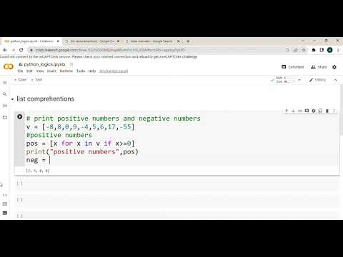 Python List Comprehension To Print Positive And Negative Numbers Python Practice Python