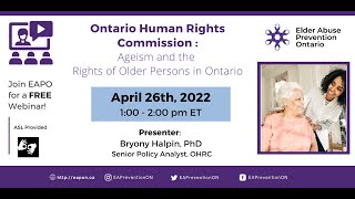 Ontario Human Rights Commission : Ageism and the Rights of Older Persons in Ontario