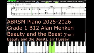 ABRSM Piano 2025 2026 Grade 1 B12 Alan Menken Beauty and the Beast from Beauty and the Beast, arr Hu