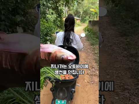 생선 던지고 통 안에 숨어 잠입한 여자의 정체 #식재료 #먹방