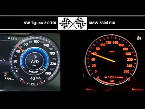 VW Tiguan 2.0 TDI VS. BMW 530d F10 - Acceleration 0-100km/h