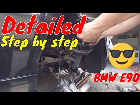 BMW E90 REPLACE FRONT SHOCK ABSORBER STRUT INSTALL HOW TO 325i 328i 330i 335i