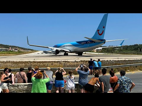 Spectacular Takeoff and Landing at Skiathos Airport, Greece