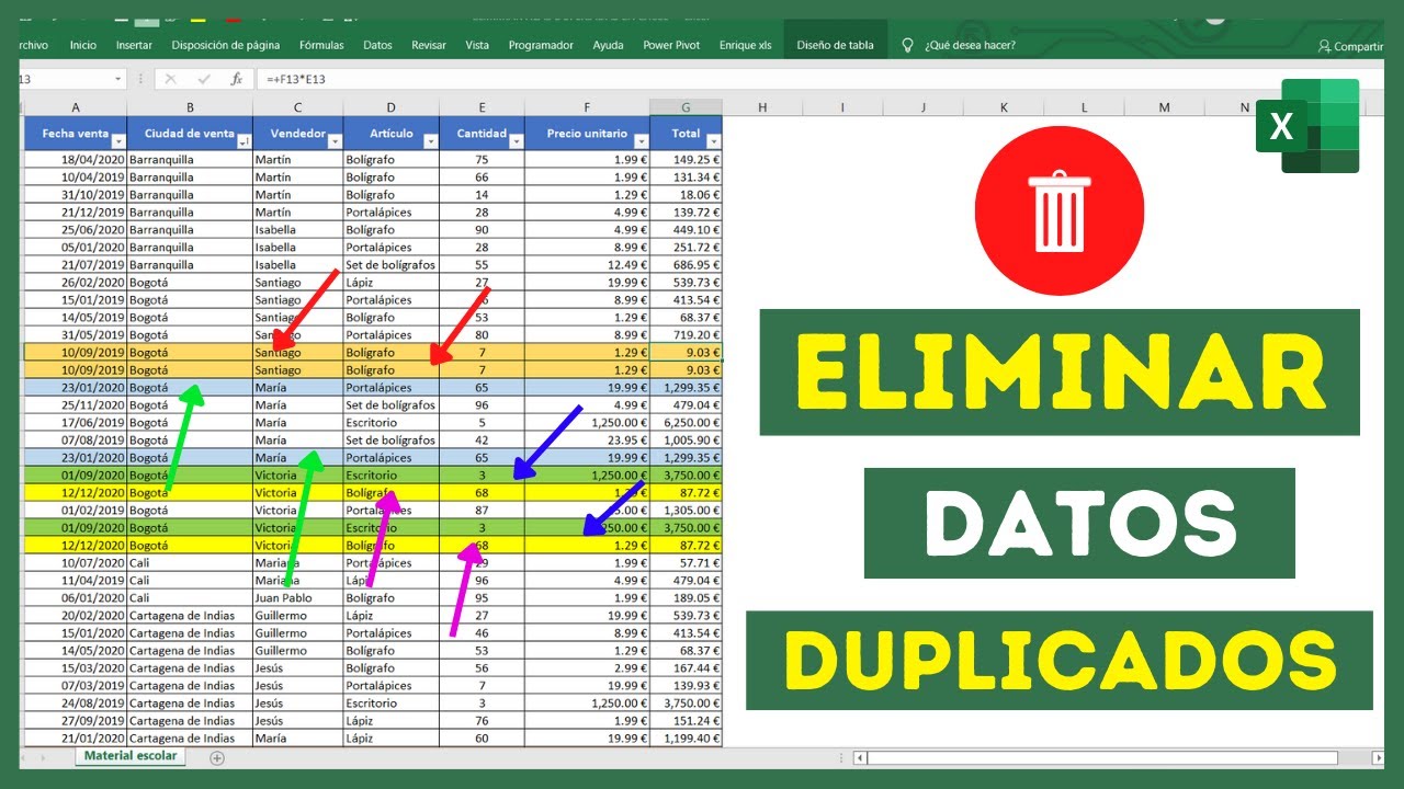 🔴Cómo ELIMINAR FILAS DUPLICADOS en Excel🤔(quitar DATOS DUPLICADOS en Excel)