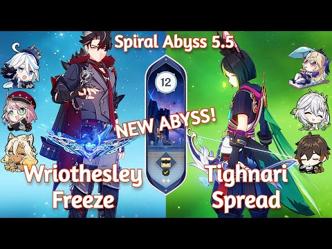 C1 WRIOTHESLEY FREEZE x C0 TIGHNARI SPREAD - New Spiral Abyss 5.5 Floor 12 Genshin Impact