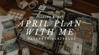 April Plan with Me I Claude Monet Theme I Black Page Bujo 🖤