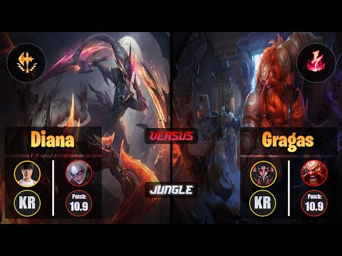 Haru DIANA (Jungle) [Conqueror] VS GRAGAS - Grandmaster KR Patch 10.9