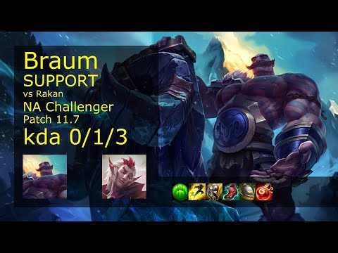 Braum Support & Lucian vs Rakan & Tristana - NA Challenger 0/1/3 Patch 11.7 Gameplay