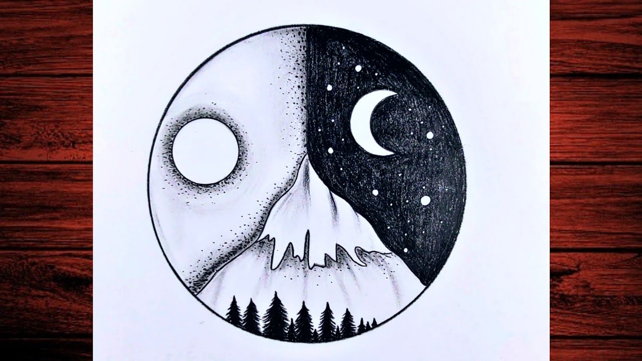 Come disegnare un paesaggio a matita / Disegni facili per principianti / Disegni a matita