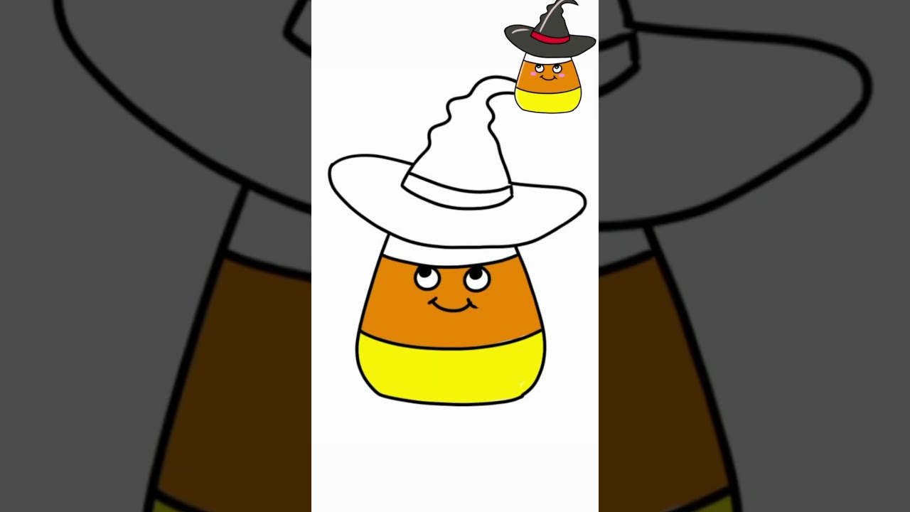 How to draw corn witch halloween for Kids