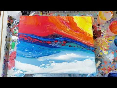 37. Acrylic Pouring Sunset Seascape