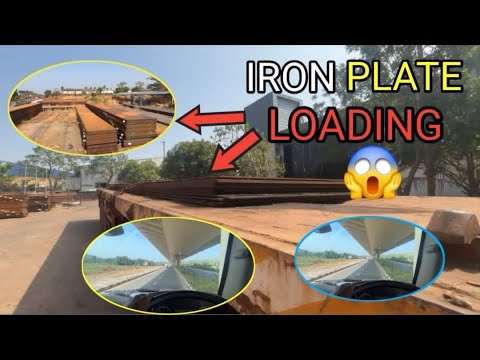 Iron plate loading on trailer 40 feet long 🚚😱