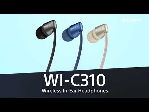 Belaidės į ausį įdedamos ausinės Sony WI-C310B su mikrofonu, Juodos video