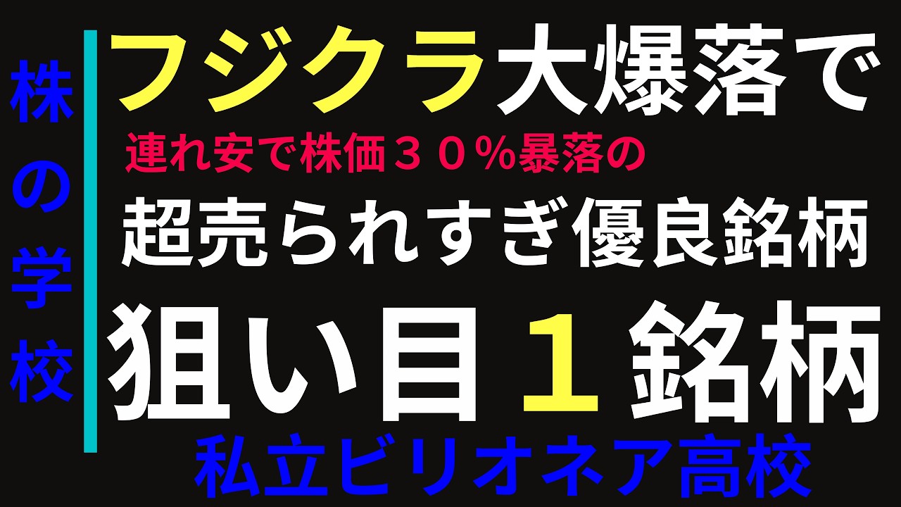 売られすぎの🔴🔴銘柄の押し目を狙え！株価▲３０％暴落の超優良銘柄とは？
