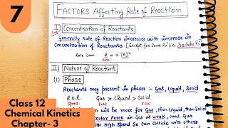 7) Factors affecting Rate of Reaction| Concentration, Catalyst,Temperature Chemical Kinetics Class12