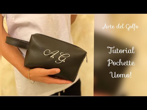 DIY tutorial sewing,come realizzare una pochette da uomo con manico,in ecopelle + rinforzo adesivo!