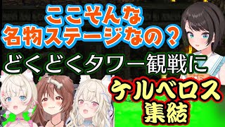 【スーパードンキーコング2】の名所"どくどくタワー"に挑む【大空スバル】を煽りに集結するホロライブのケルベロス【戌神ころね】【フワワ】【モココ】ｗｗ【ホロライブ/切り抜き】