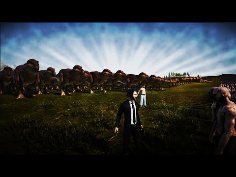 1,000,000 Zombies Vs. 10 000 T-Rex + Keanu Reeves + Chuck Norris | UEBS 2