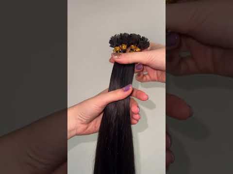 Волосся для гарячого нарощування на капсулах, 65 см, пряме, 200 пасм, чорно-коричневе (1B) video