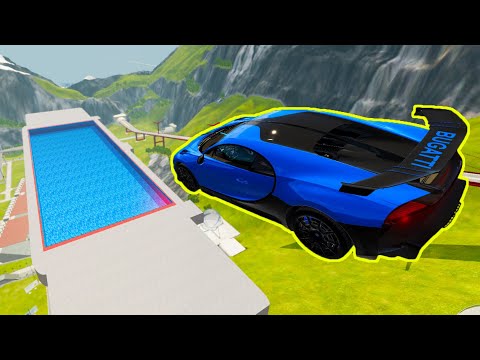 High Speed Jumps In Shallow Pool (Crash Test) - BeamNG.drive High Speed Jumps In Pool (Crazy Cars)