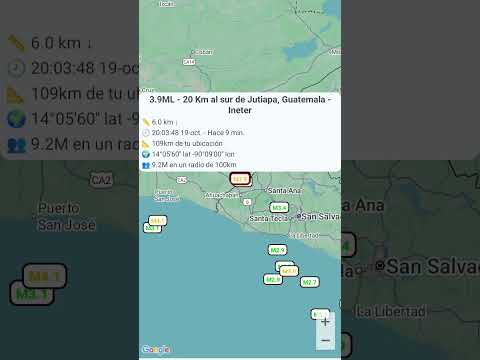 al sur de Jutiapa Guatemala el sismo fue de 3.9