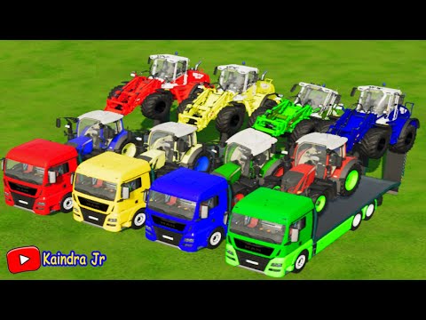 TRANSFERRING EMERGENCY SKODA, TRACTOR COLORFUL  PICKUP WITH SCANIA TRUCKS!.#farmingsimulator22