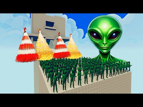 100x ALIEN + 1x GIANT vs 4x EVERY GOD   Totally Accurate Battle Simulator TABS